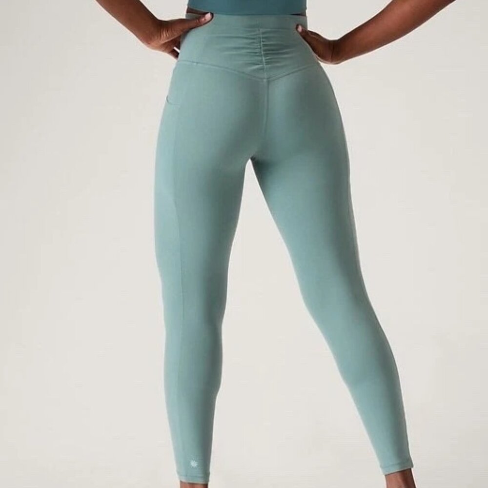 Athleta Salutation Stash High Rise Cinch Capri size XXS Oxidized Green - Picture 4 of 4